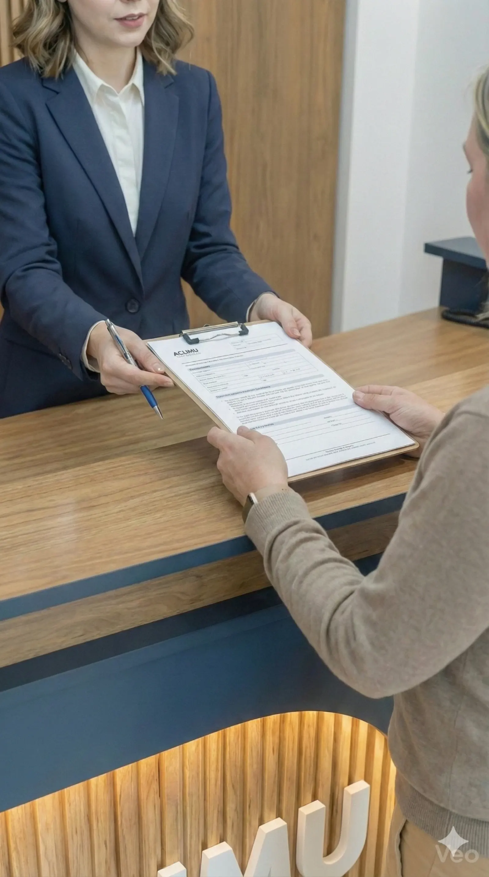 Atención personalizada en recepción, completando la ficha de ingreso